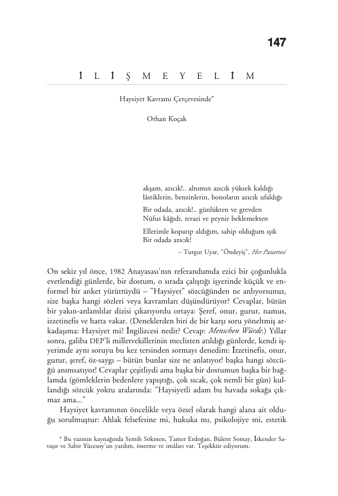 İlişmeyelim PDF – Orhan Koçak