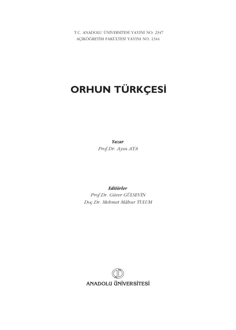 Orhun Türkçesi Kitap Kapağı