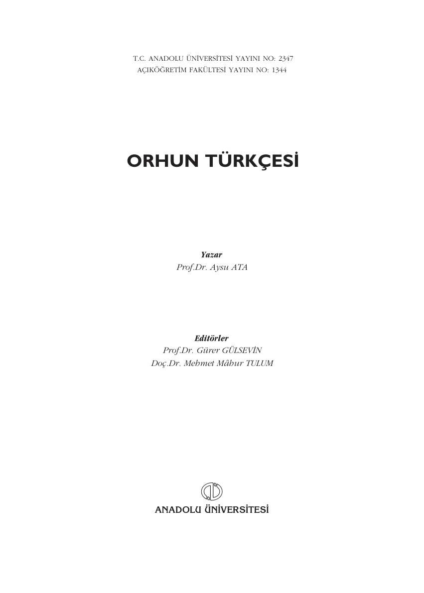 Orhun Türkçesi PDF – Anonim / Akademik