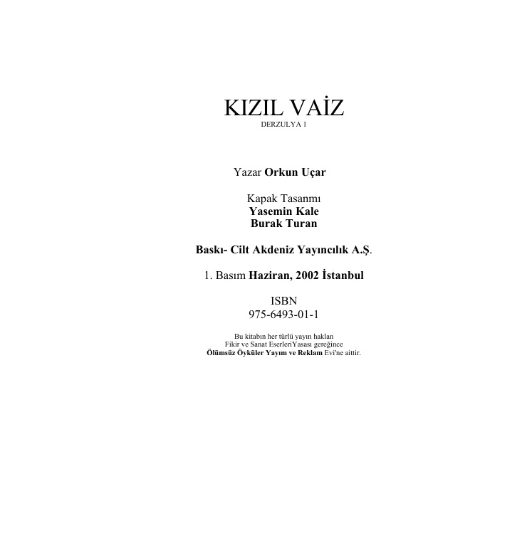 Kizil Vaiz PDF – Orkun Uçar
