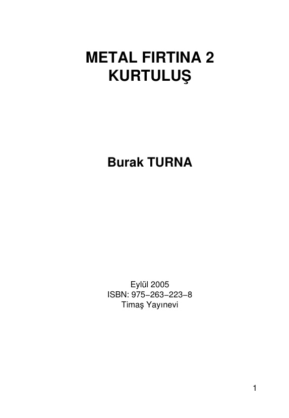 Metal Fırtına 2 – Kurtuluş PDF – Orkun Uçar