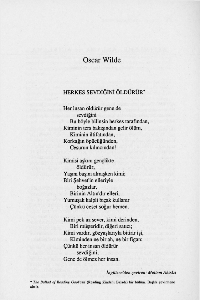 Herkes Sevdiğini Öldürür PDF – Oscar Wilde