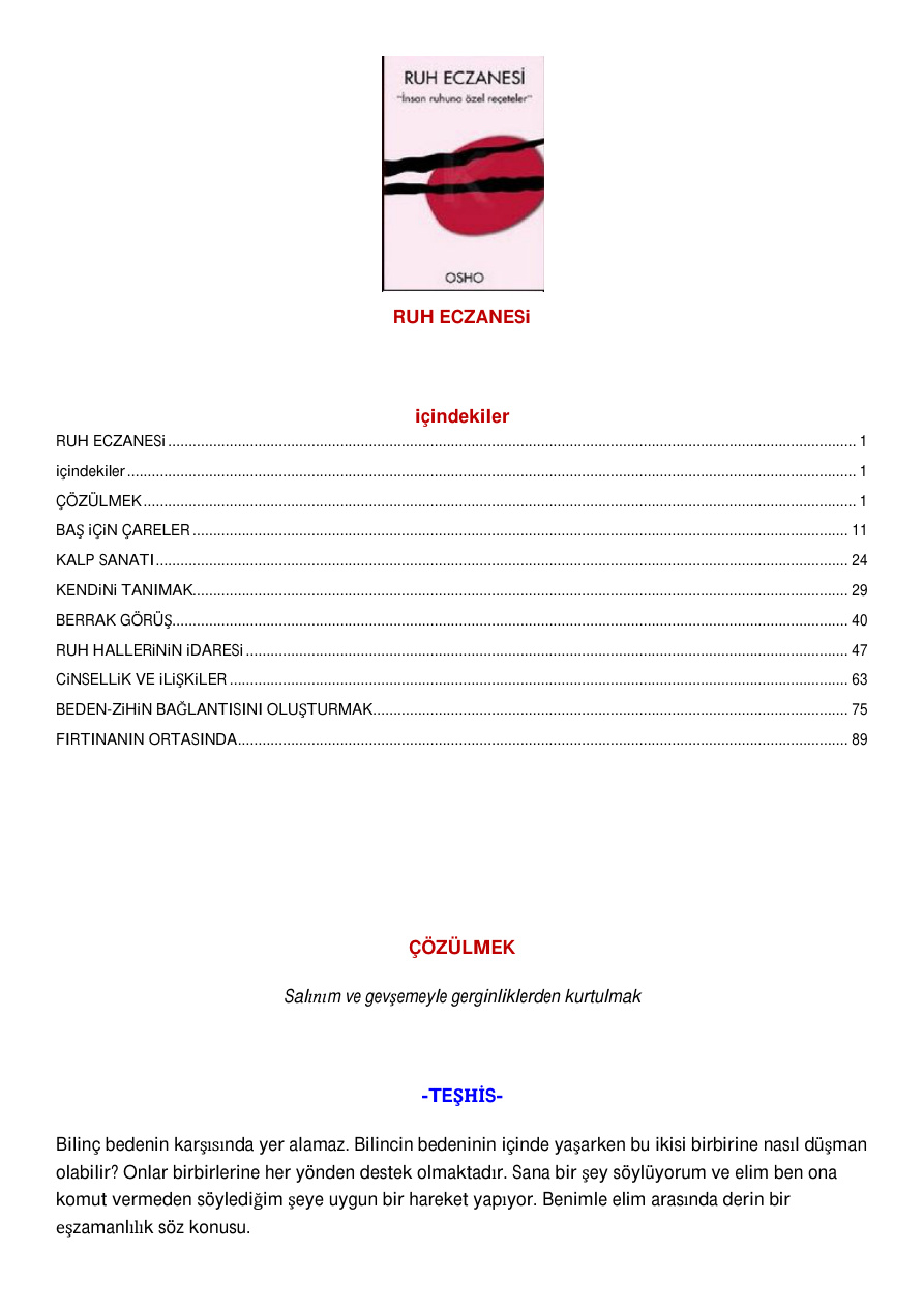 Ruh Eczanesi PDF – Osho