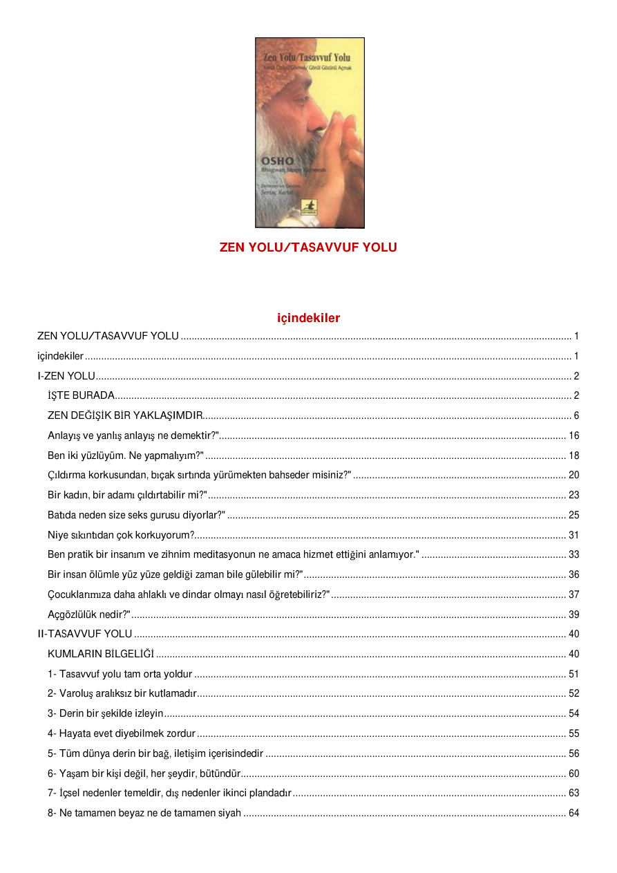 Tasavvuf Yolu PDF – Osho