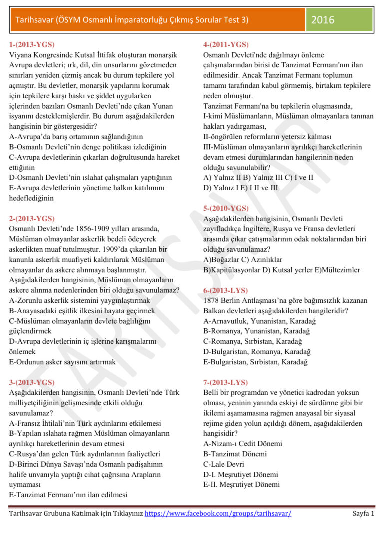 Osmanlı İmparatorluğu Test 3 Kitap Kapağı