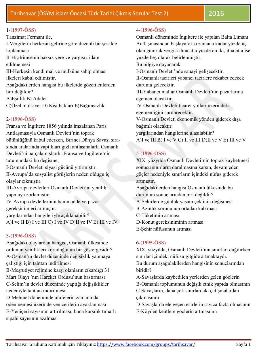 Osmanlı İmparatorluğu Test 4 PDF – Kolektif / ÖSYM
