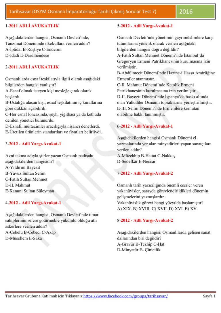 Osmanlı İmparatorluğu Test 7 Kitap Kapağı