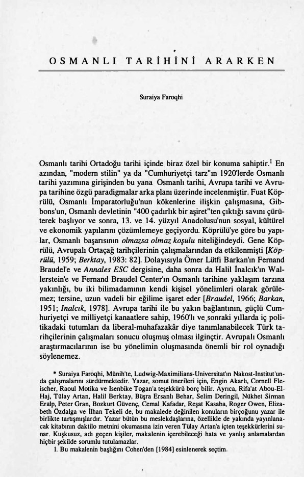 Osmanli Tarihini Ararken PDF – Suraiya Faroqhi