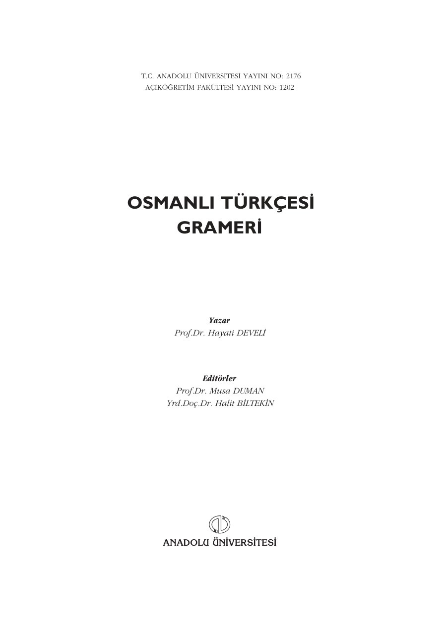 Osmanlı Türkçesi Grameri 1 PDF – Anonim / Akademik