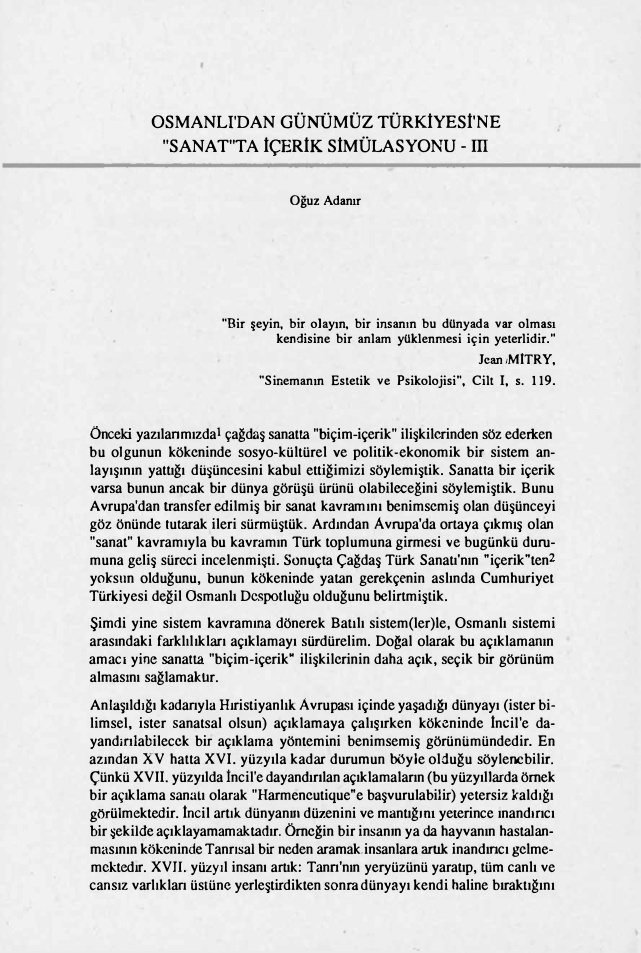 Osmanlıdan Günümüz Türkiye’sine Sanatta İçerik Simülasyonu – III PDF – Oğuz Adanır