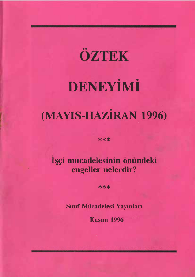 Öztek Deneyimi PDF – Kolektif / Sınıf Mücadelesi