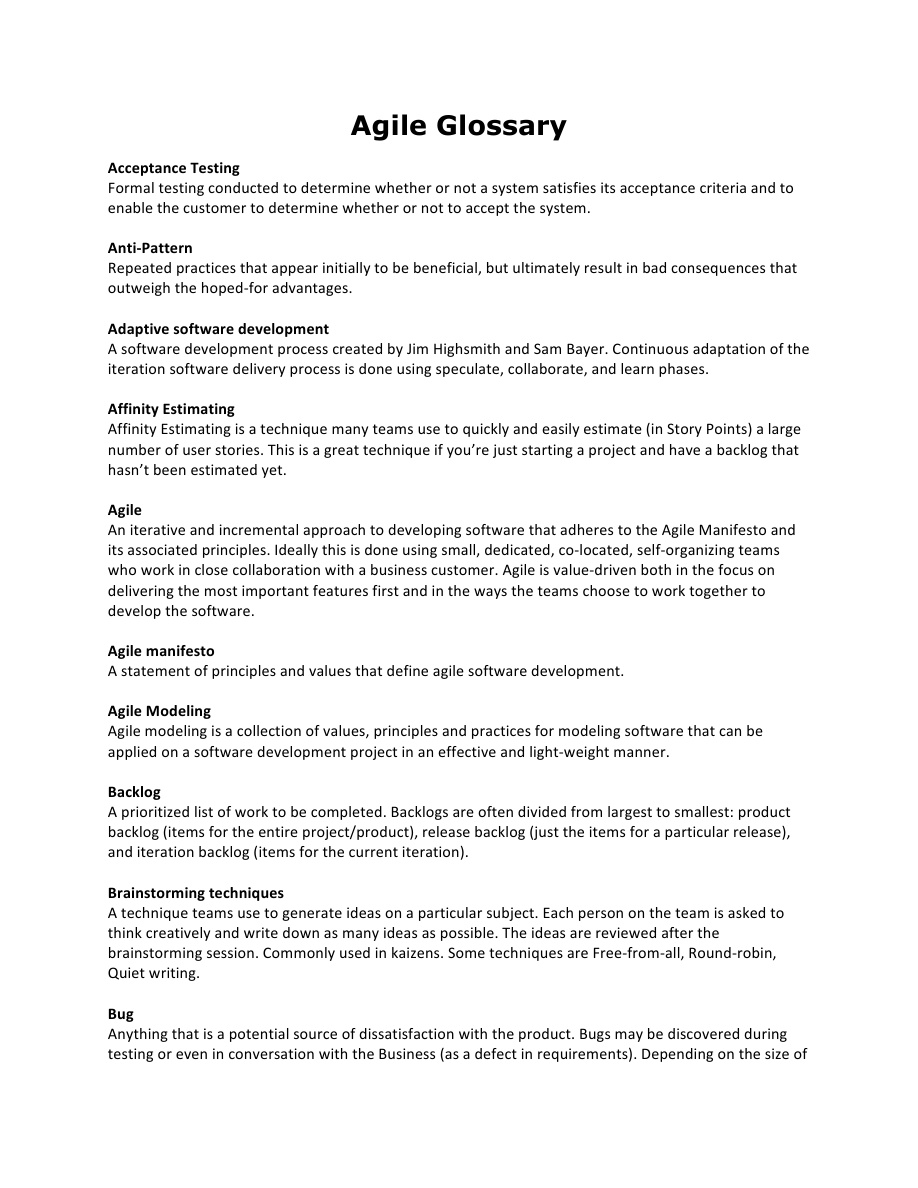 PMI-ACP Glossary PDF – Project Management Institute (PMI)