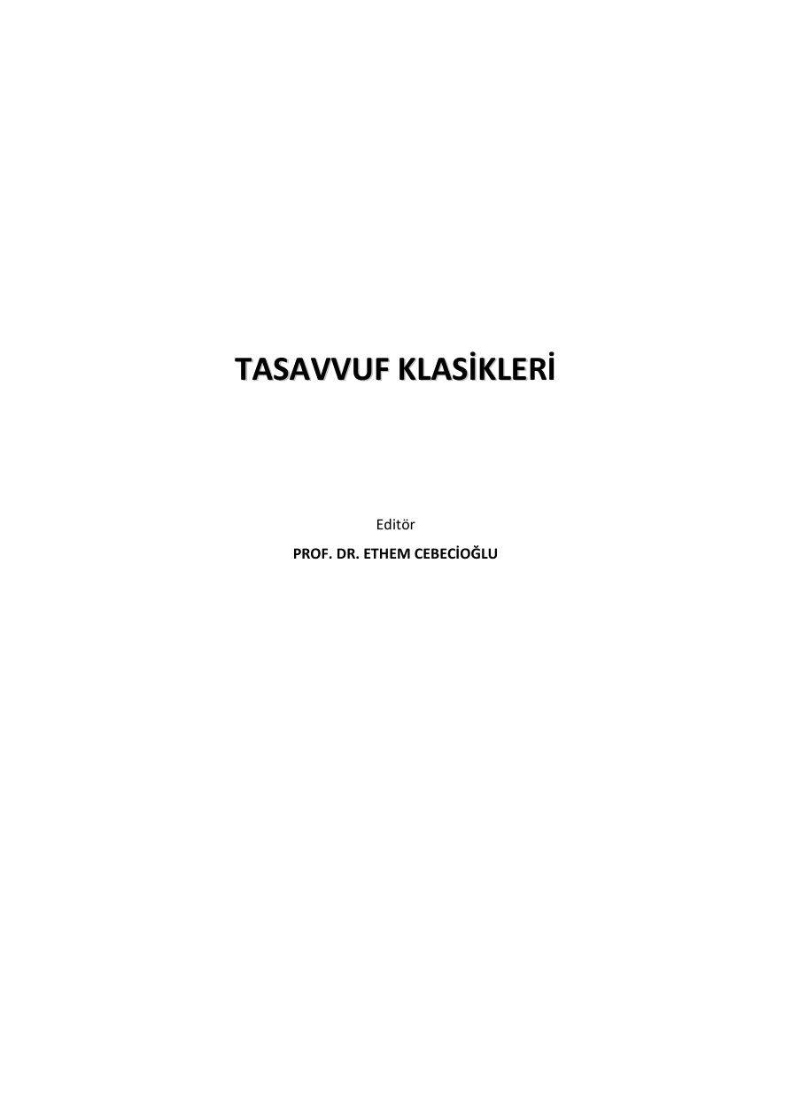 Tasavvuf Klasikleri PDF – Ethem Cebecioğlu