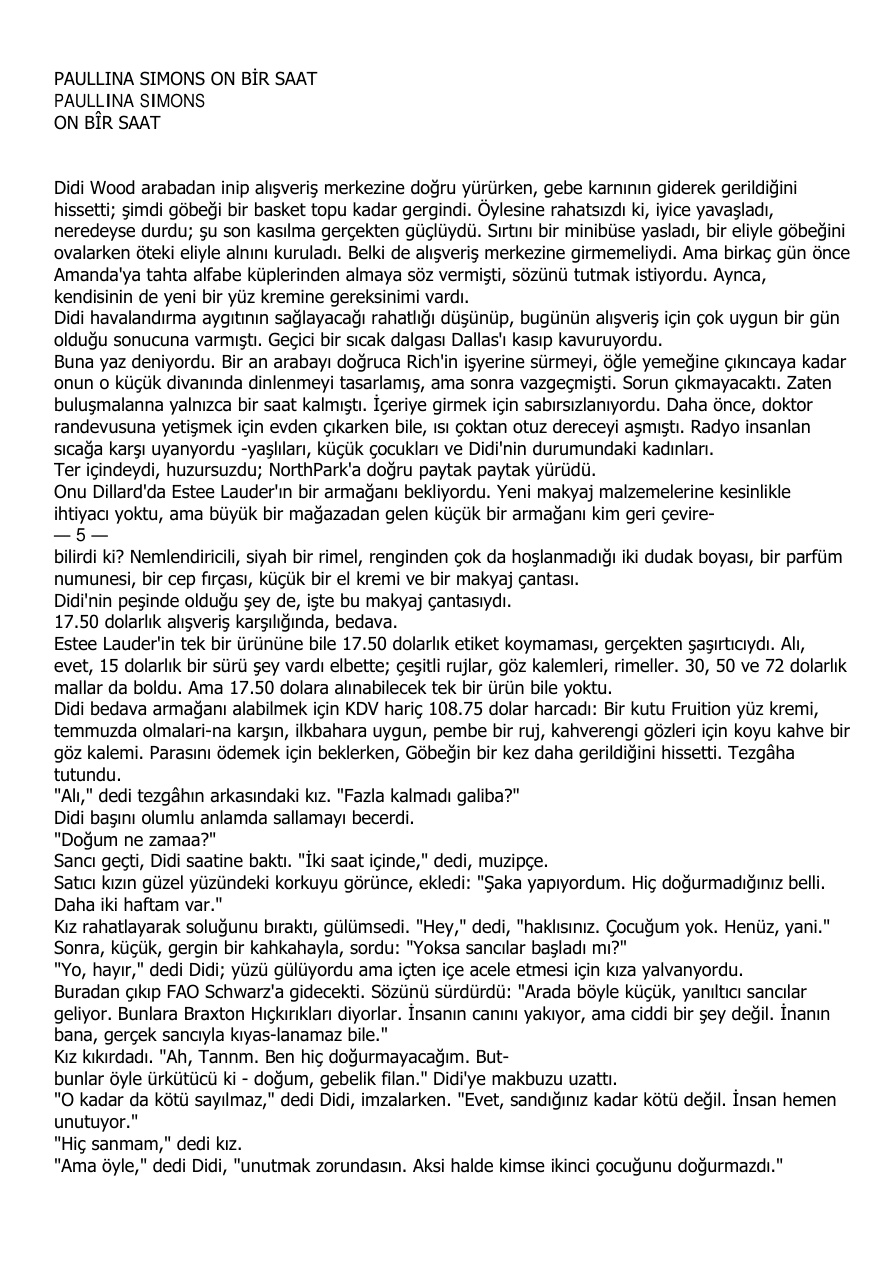Onbir Saat PDF – Paullina Simons