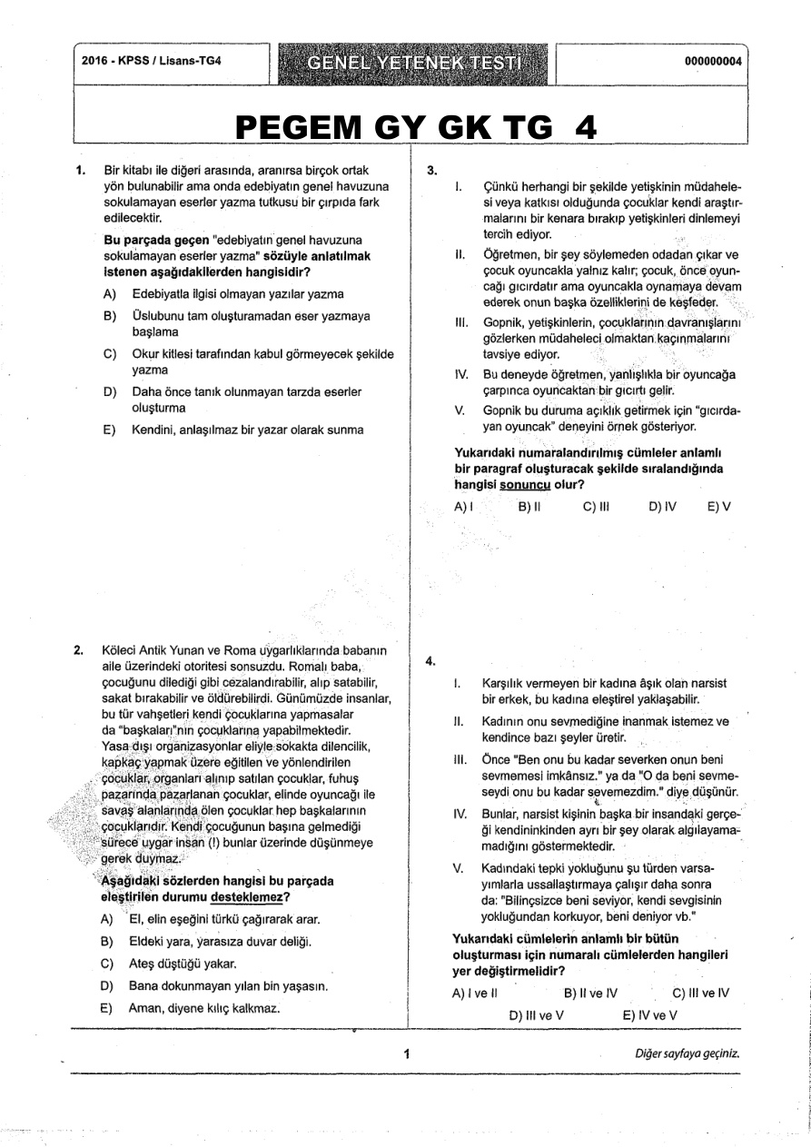 Pegem 2016 Tg4 GyGk PDF – Kolektif / Pegem