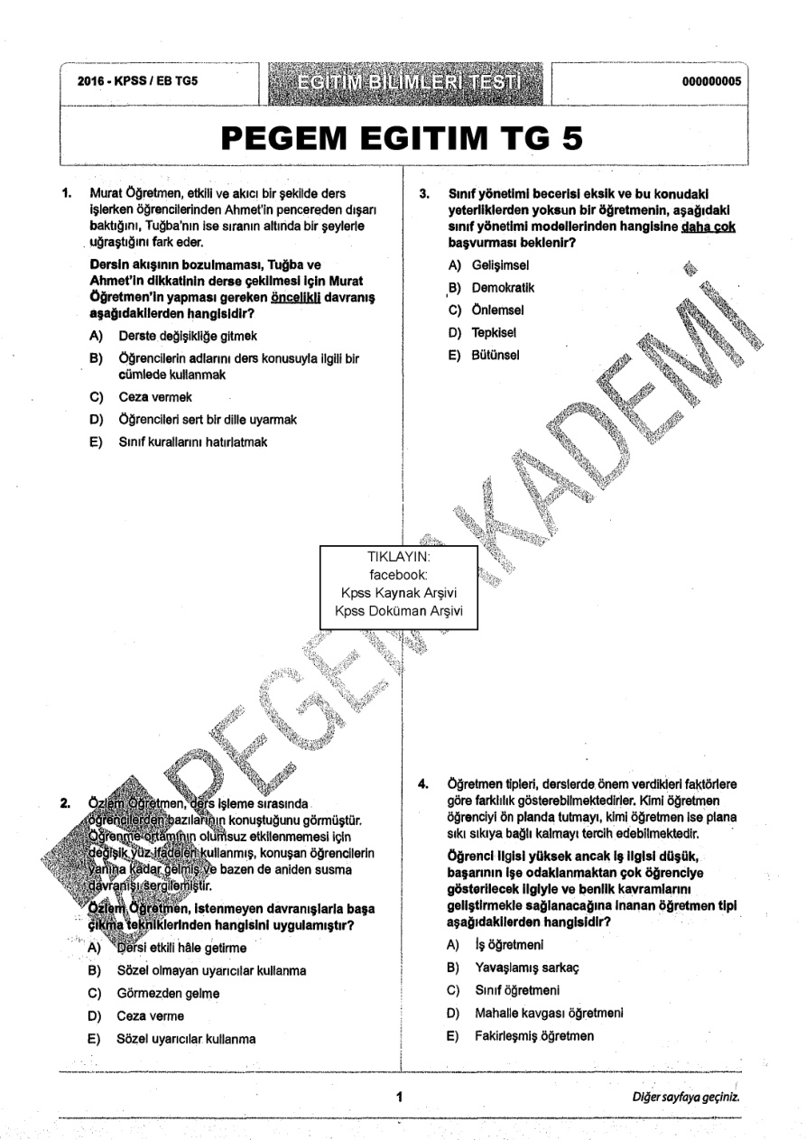Pegem 2016 Tg5 Egitim PDF – Kolektif / Pegem