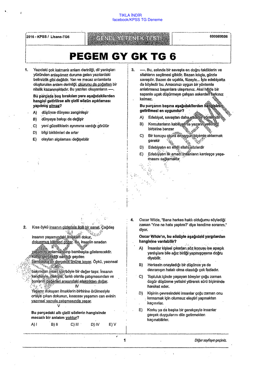 Pegem 2016 Tg6 GyGk PDF – Kolektif / Pegem