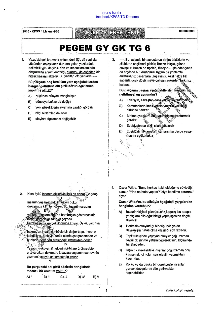 Pegem 2016 Tg6 GyGk PDF – Kolektif / Pegem