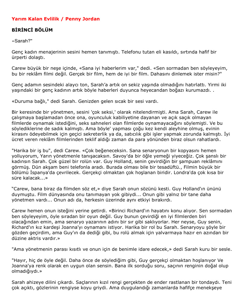 Yarim Kalan Evlilik PDF – Penny Jordan
