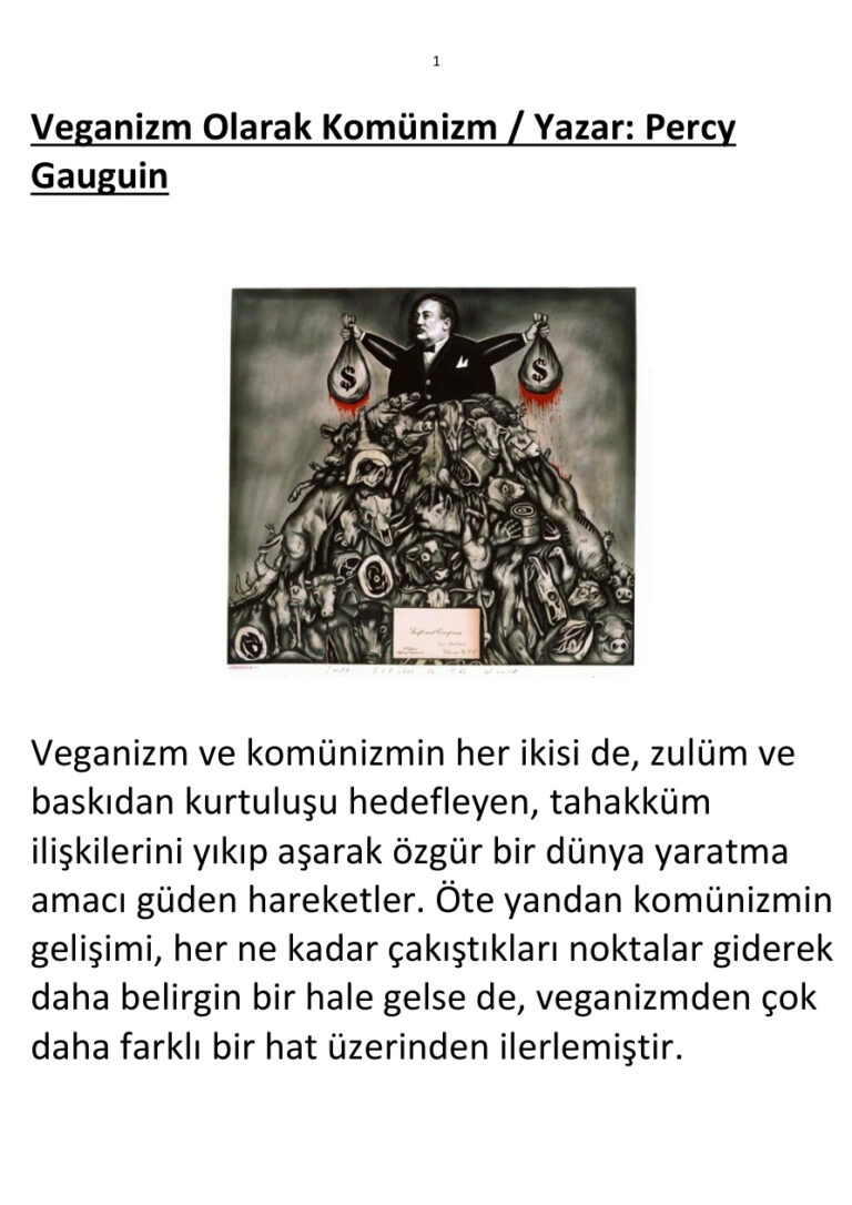 Percy Gauguin Veganizm Olarak Komünizm Kitap Kapağı