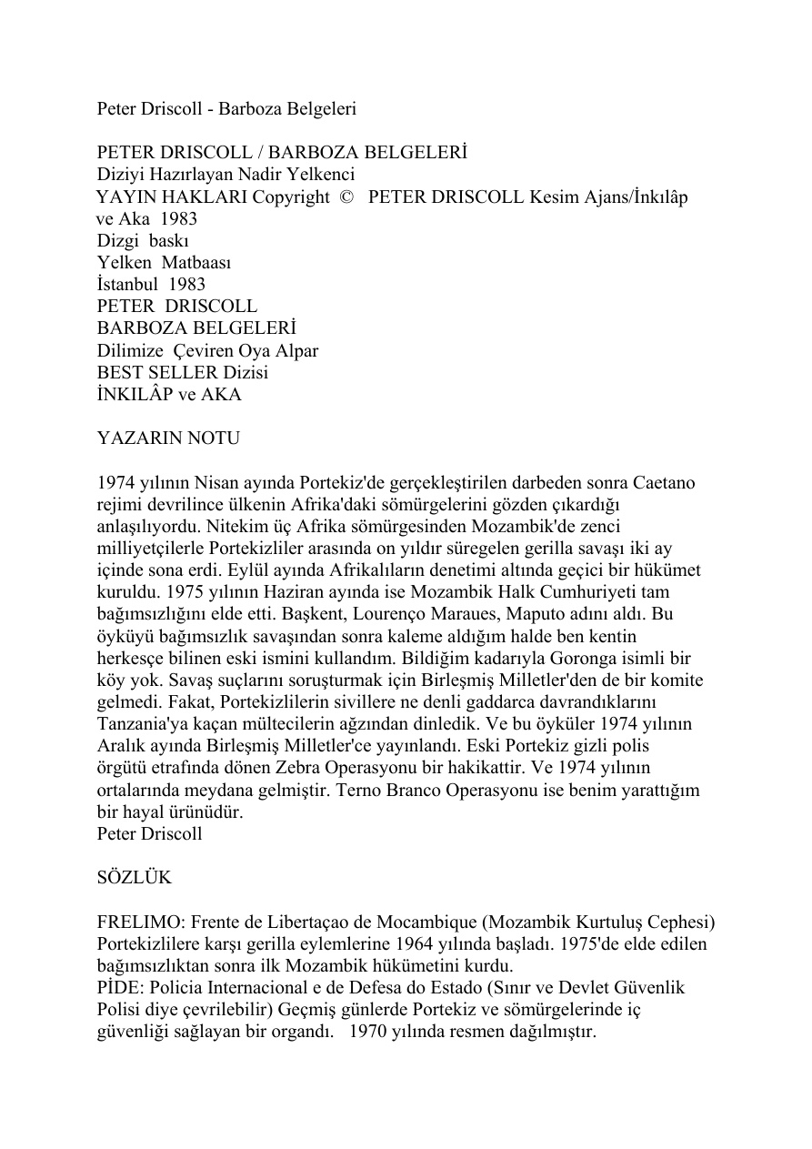 Barboza Belgeleri PDF – Peter Driscoll
