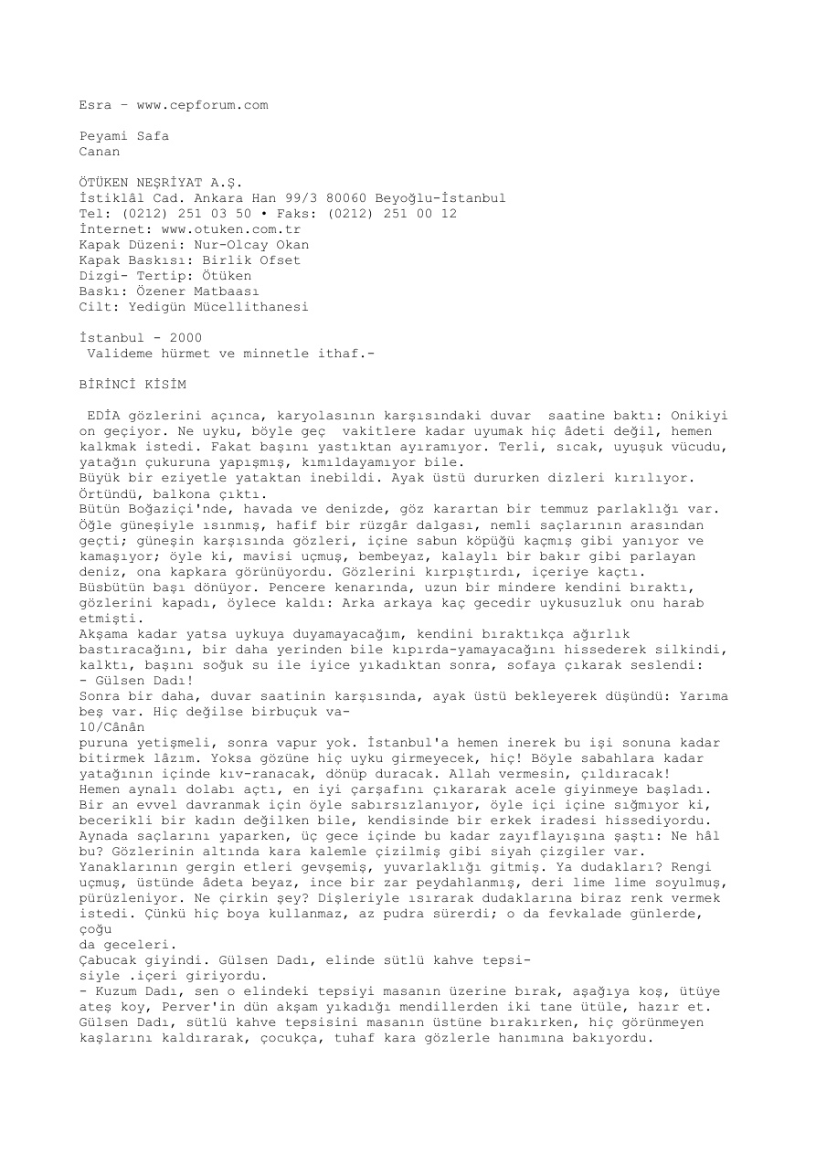 Canan PDF – Peyami Safa