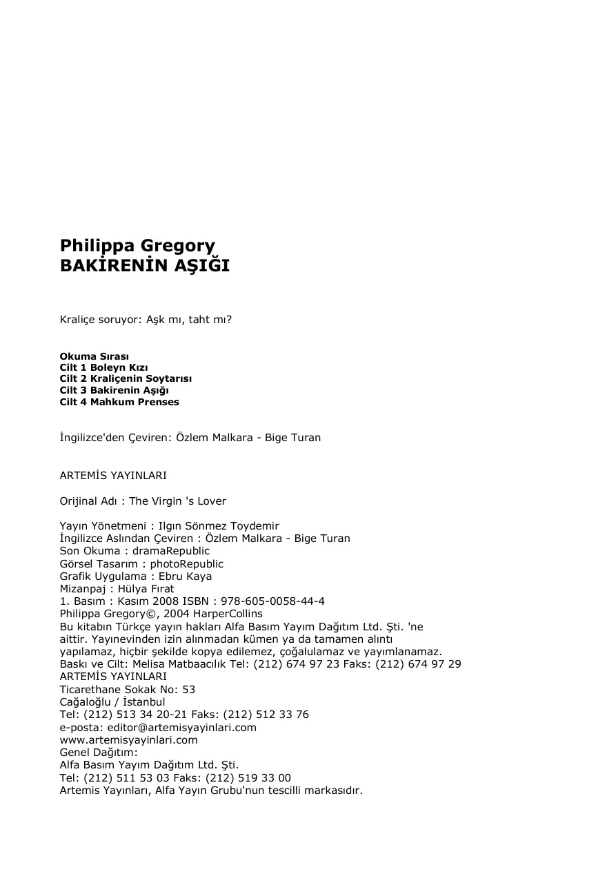 Bakirenin Aşığı (Cilt 3) PDF – Philippa Gregory