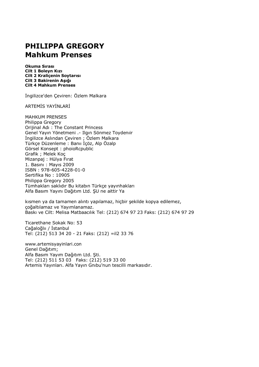 Mahkum Prenses (Cilt 4) PDF - Philippa Gregory 10 Mahkum Prenses (Cilt 4) PDF – Philippa Gregory