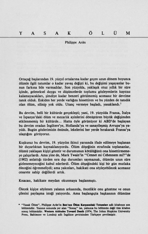 Yasak Ölüm PDF – Philippe Ariès