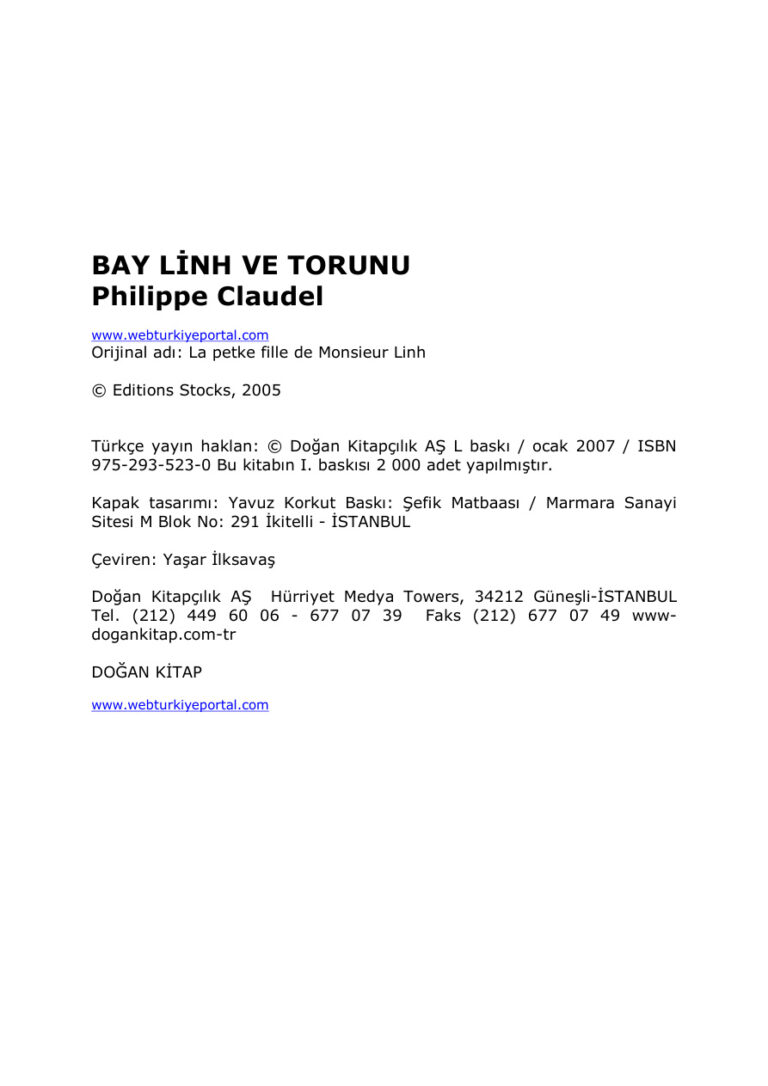 Philippe Claudel Bay Linh Ve Torunu Kitap Kapağı