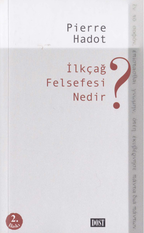 İlkçağ Felsefesi Nedir PDF – Pierre Hadot