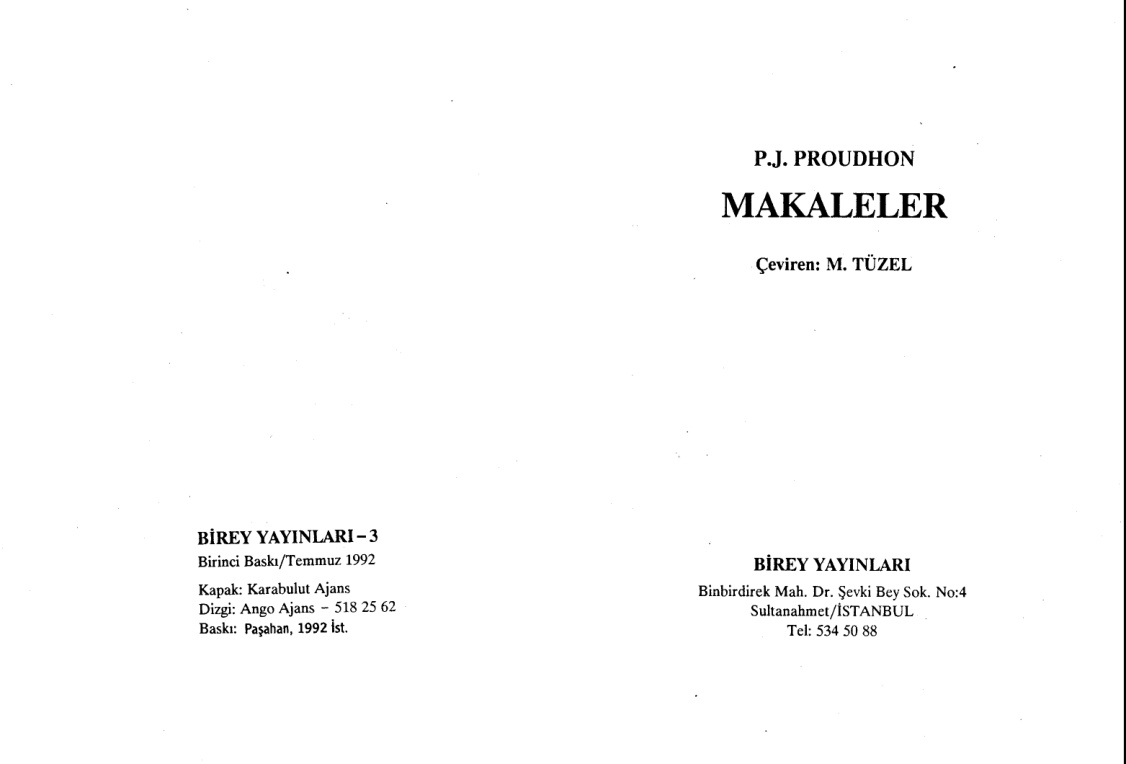 Makaleler PDF – Pierre-Joseph Proudhon