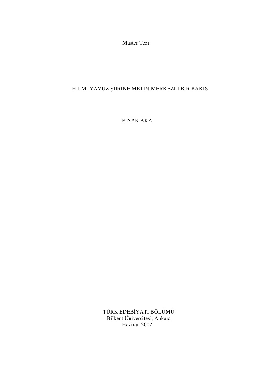 Hilmi Yavuz Şiirine Metin Merkezli Bir Bakış PDF – Pınar Aka