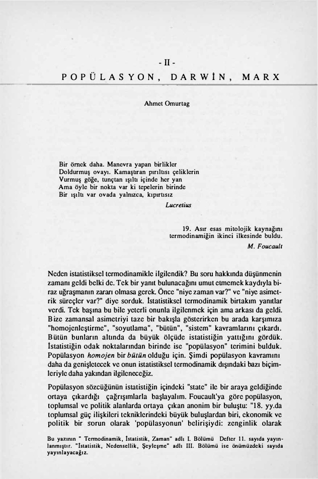 Popülasyon, Darwin, Marx PDF – Ahmet Omurtag