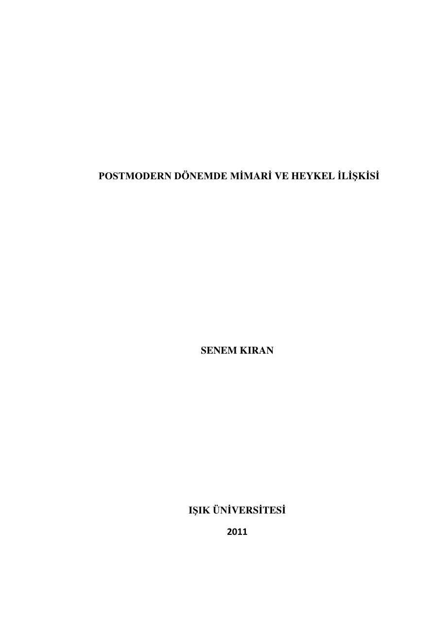 Postmodern Dönemde Mimari ve Heykel İlişkisi PDF – Senem Kıran