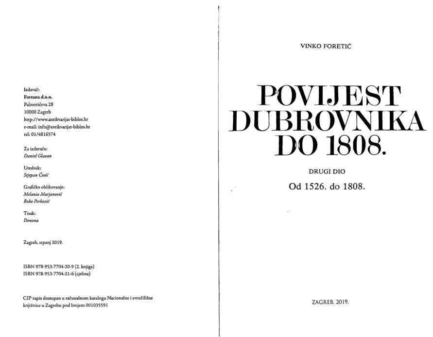 Povijest Dubrovnika do 1808 Dio 2 Croatian Edition Vinko Foretic Kitap Kapağı