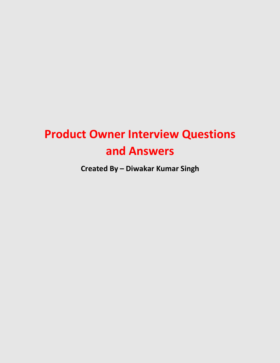 Product Owner Interview Questions and Answers PDF – Unknown