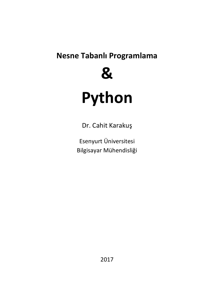 Python_Nesne_Tabanlı_Programlama_Dr_Cahit_Karakuşaranankitap PDF – Cahit Karakuş