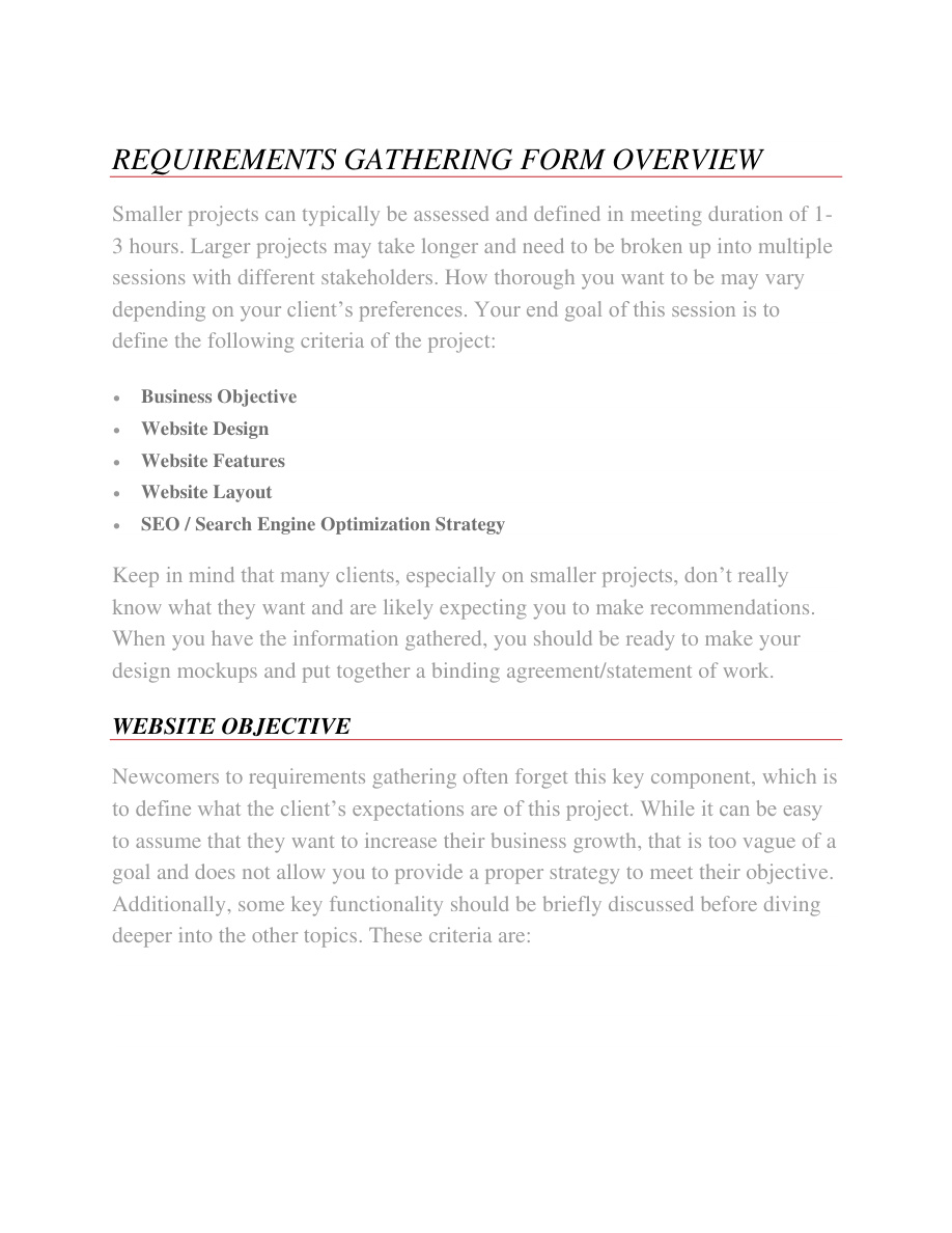 Requirements Gathering Form PDF – Unknown