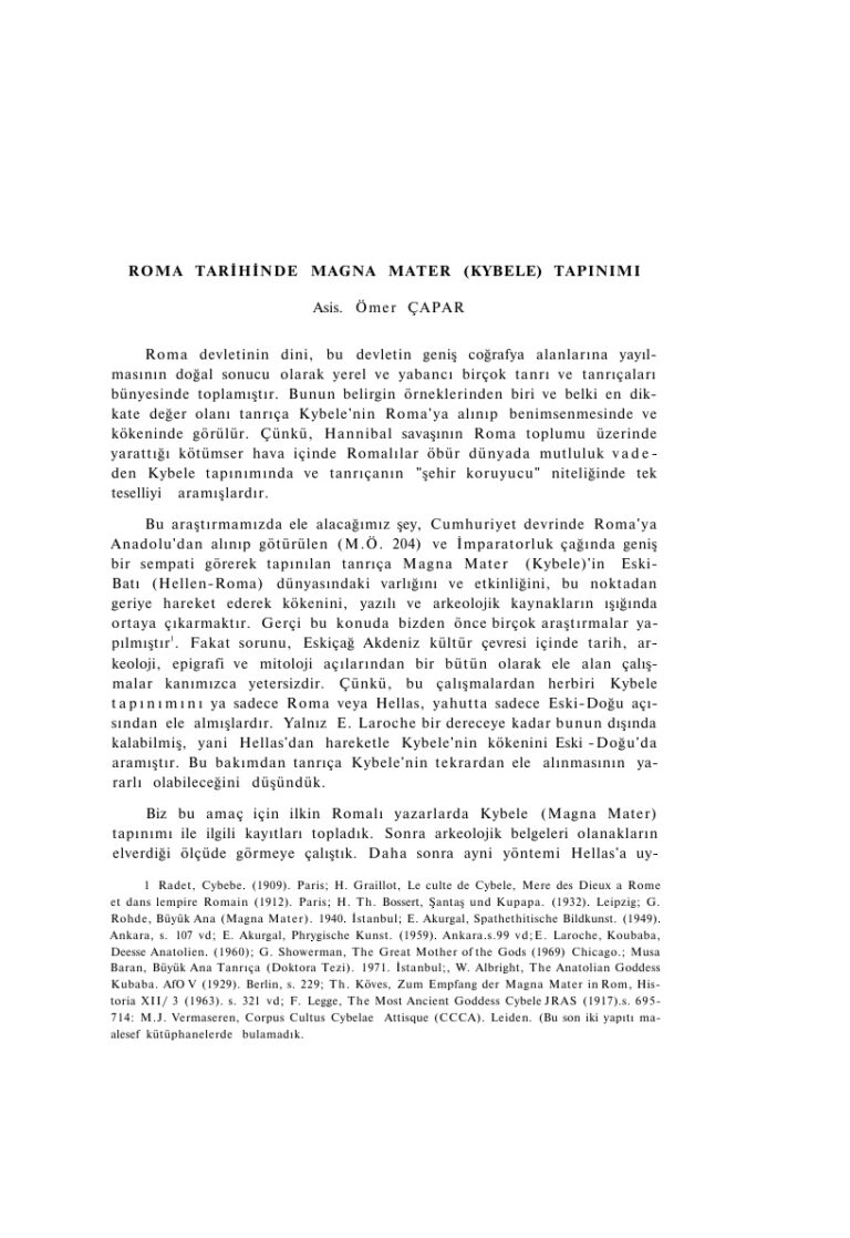ROMA TARİHİNDE MAGNA MATER TAPINIMI Kitap Kapağı