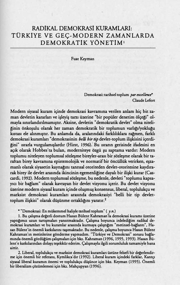 Radikal Demokrasi Kuramları Türkiye ve Geç-Modern Zamanlarda Demokratik Yönetim PDF – Kolektif