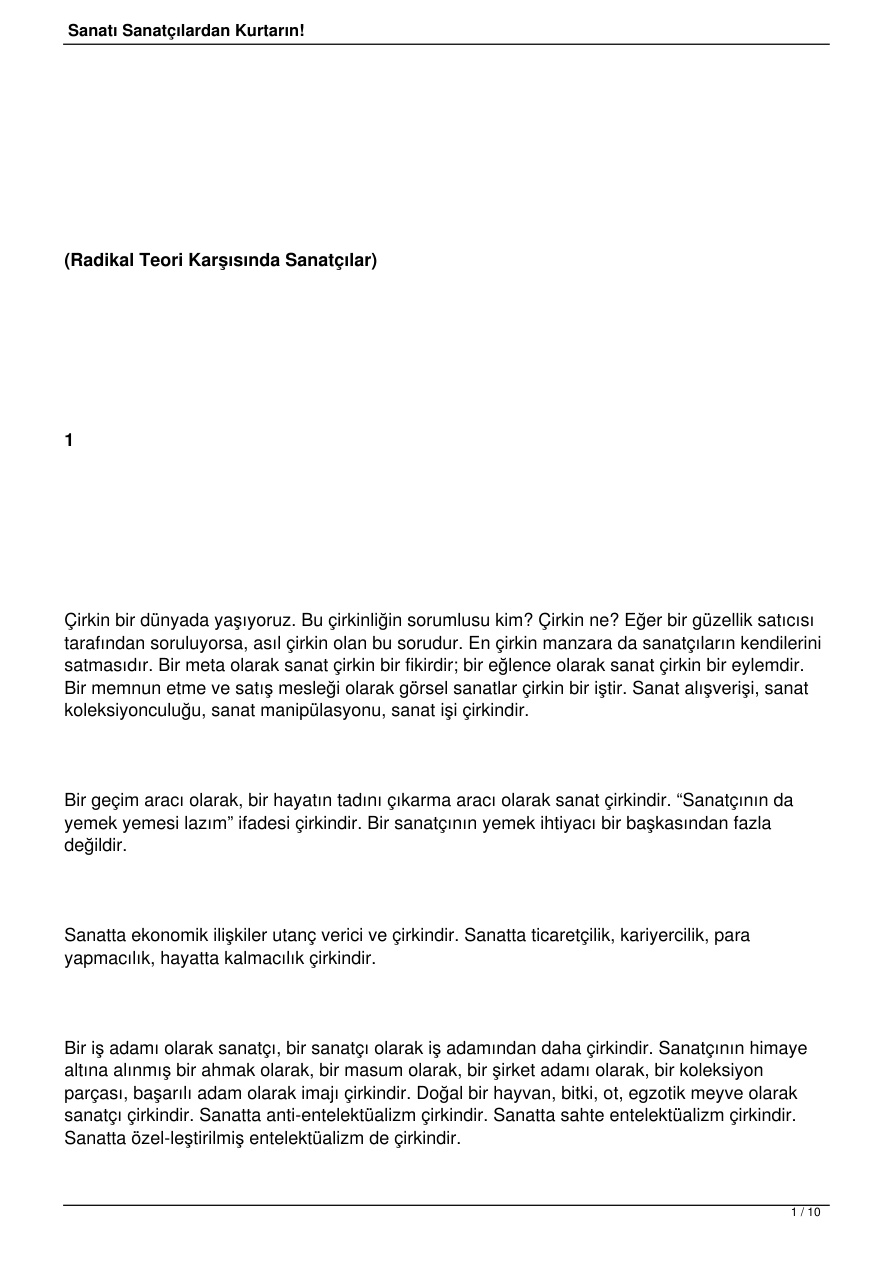 Radikal Teori Karşısında Sanatçılar PDF – Kolektif