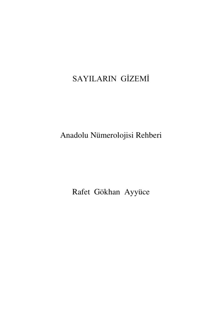 Rafet Gökhan Ayyüce Sayıların Gizemi Anadolu Nümerolojisi Rehberi Kitap Kapağı