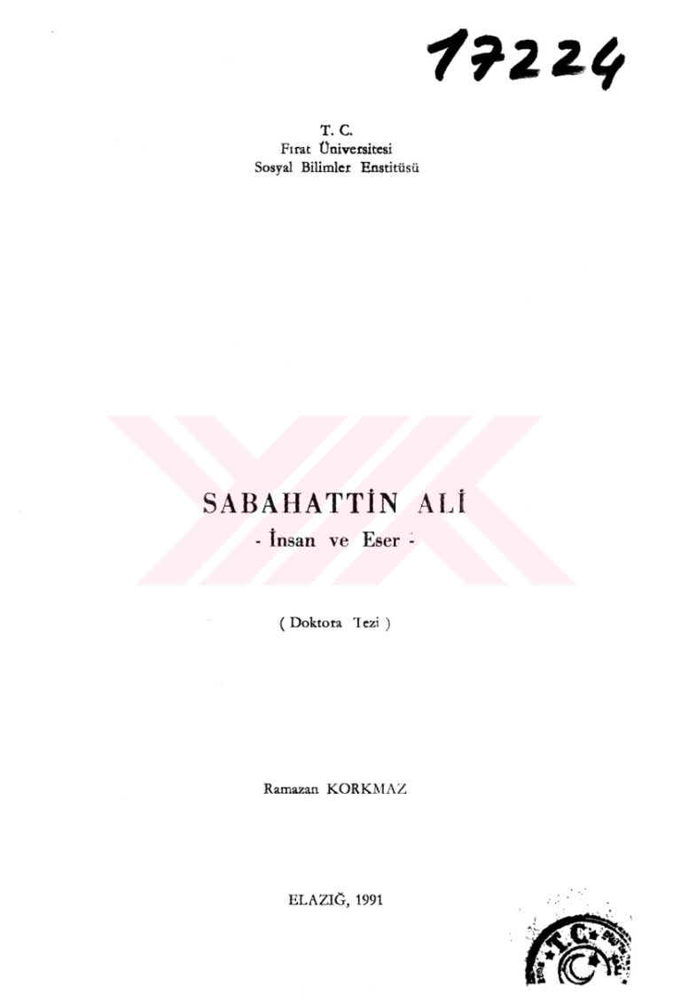Ramazan Korkmaz Sabahattin Ali İnsan ve Eser Fırat Üniversitesi Yayınları Kitap Kapağı