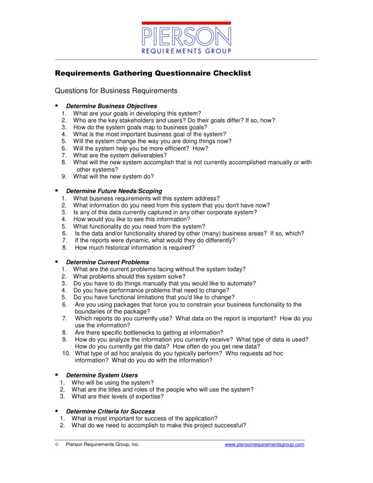 Requirements Questionnaire Checklist Kitap Kapağı