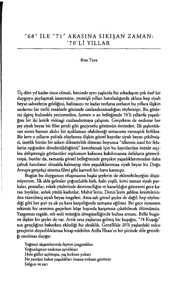 68 ile 71 Arasında Sıkışan Zaman; 70’li Yıllar PDF – Rıza Tura
