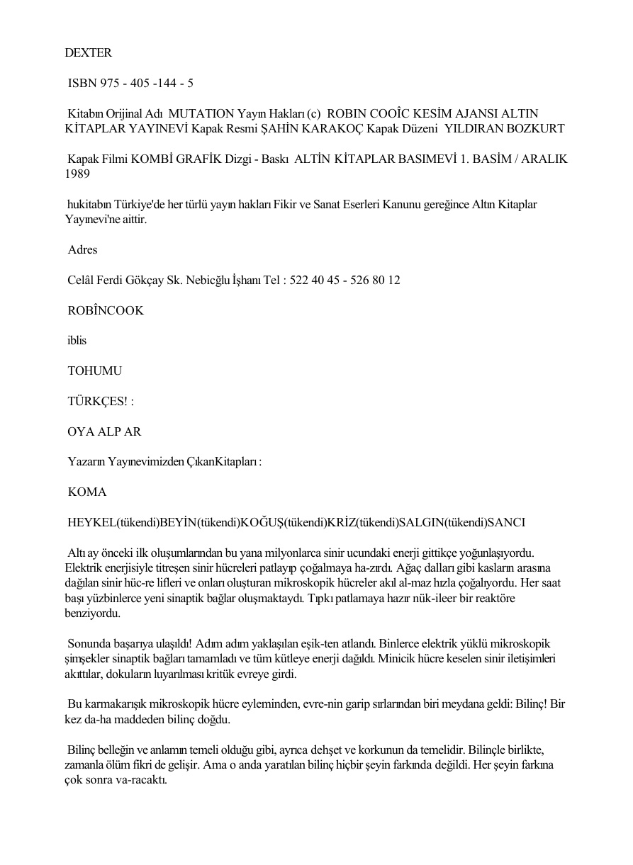 Iblis Tohumu PDF – Robin Cook
