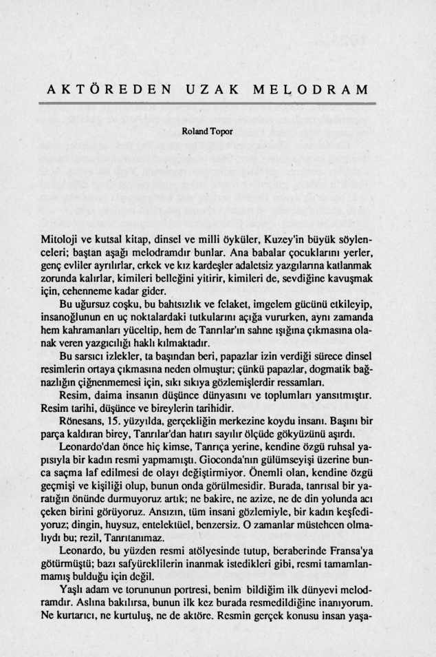 Aktöreden Uzak Melodram PDF – Roland Topor