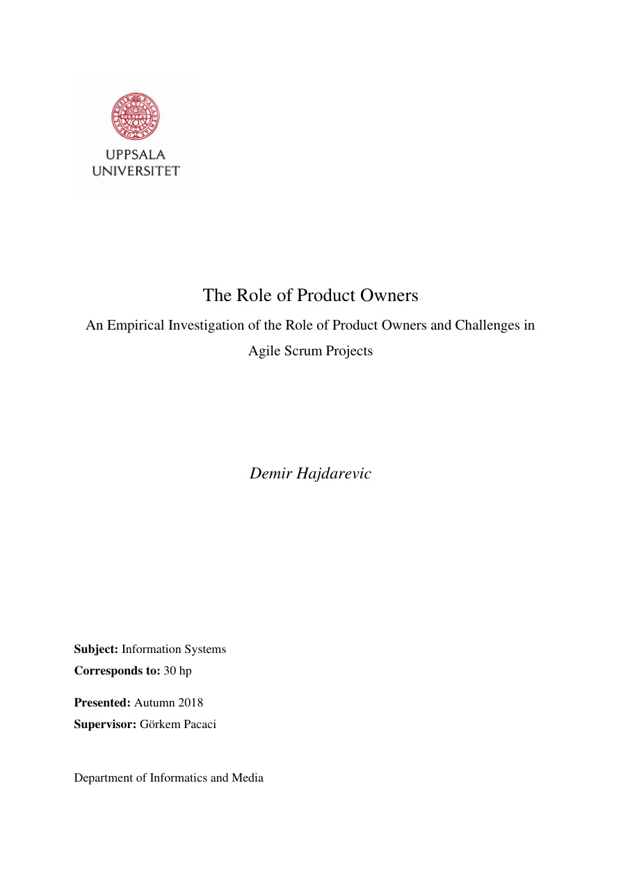 Role of Product Owner PDF – Unknown