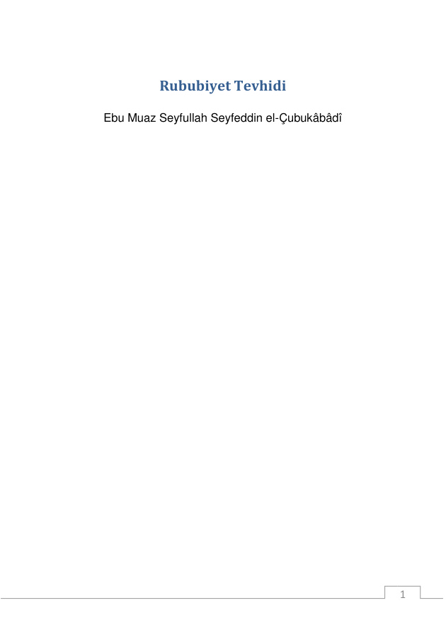 Rububiyet Tevhidi PDF – Kolektif / İlahiyat